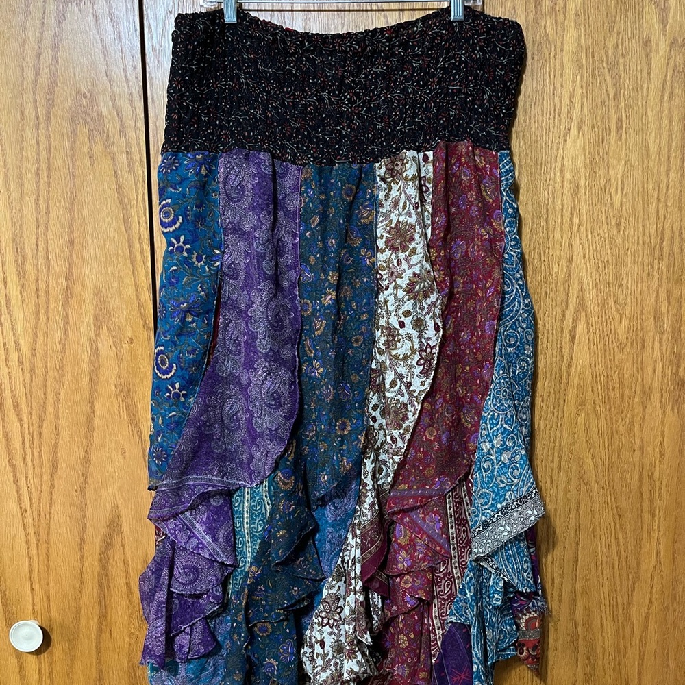 India Boutique Multicolor Patchwork Maxi Skirt - image 2
